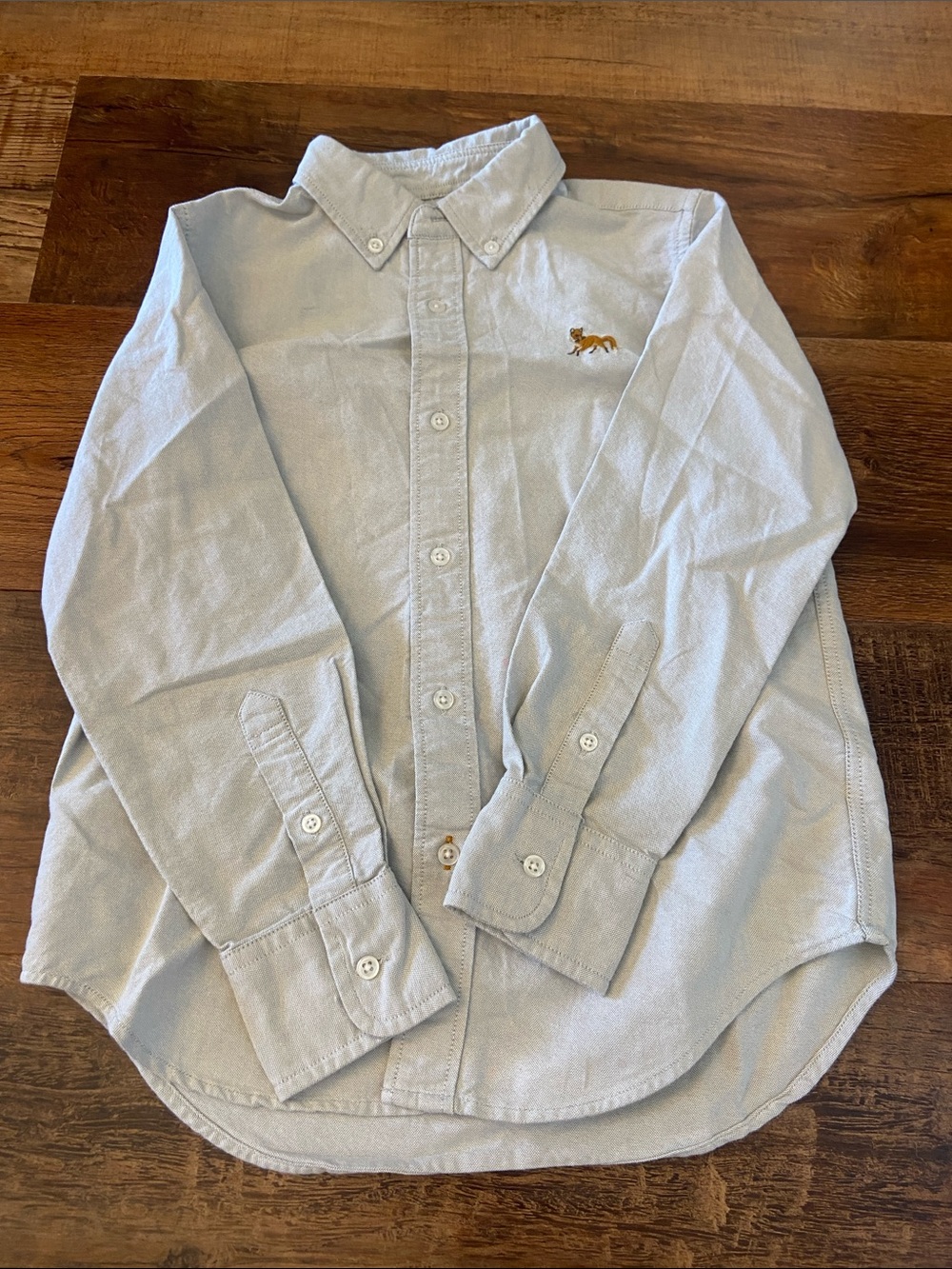 Crewcuts Light Blue Button-Down Shirt with Embroidered Fox